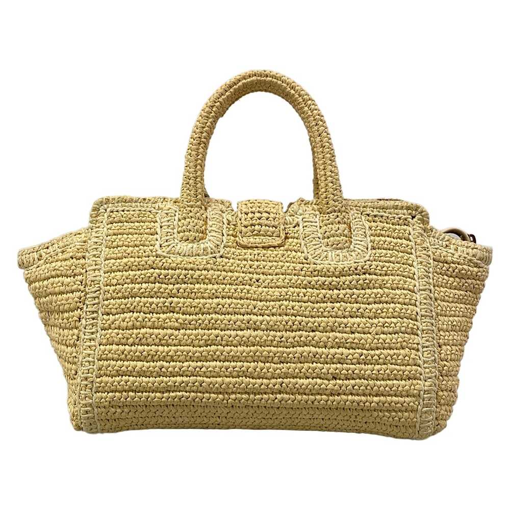 Saint Laurent PARIS Baby Downtown Cavas Handbag 436834 Beige Cream Raffia - Picture 3 of 15
